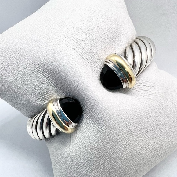 David Yurman Onyx Waverly Cuff Bracelet With Gold - Picture 5 of 8